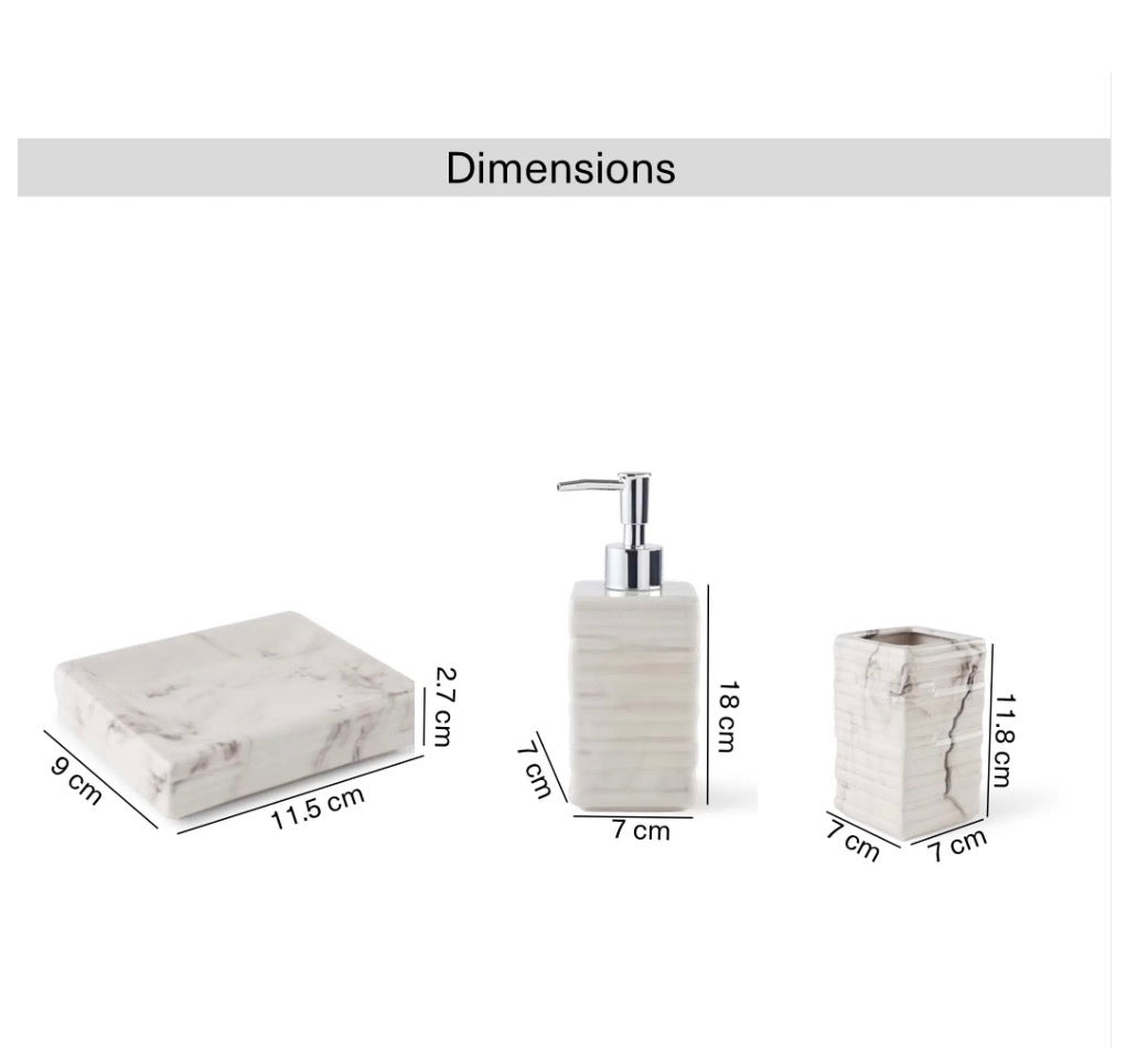 Alabaster 3-Piece Ceramic Bathroom Accessories Set - Beige