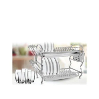 Arshia Large Aluminum Dish Rack With 2 Trays - DR612-2162