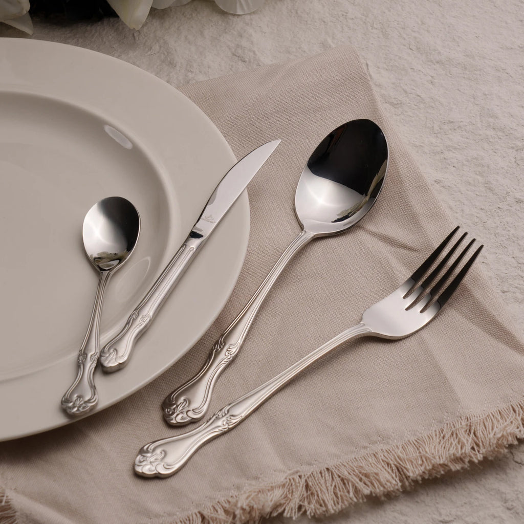 Arshia 86pcs Silver Cutlery Set With Wooden Box -TM112S-3766