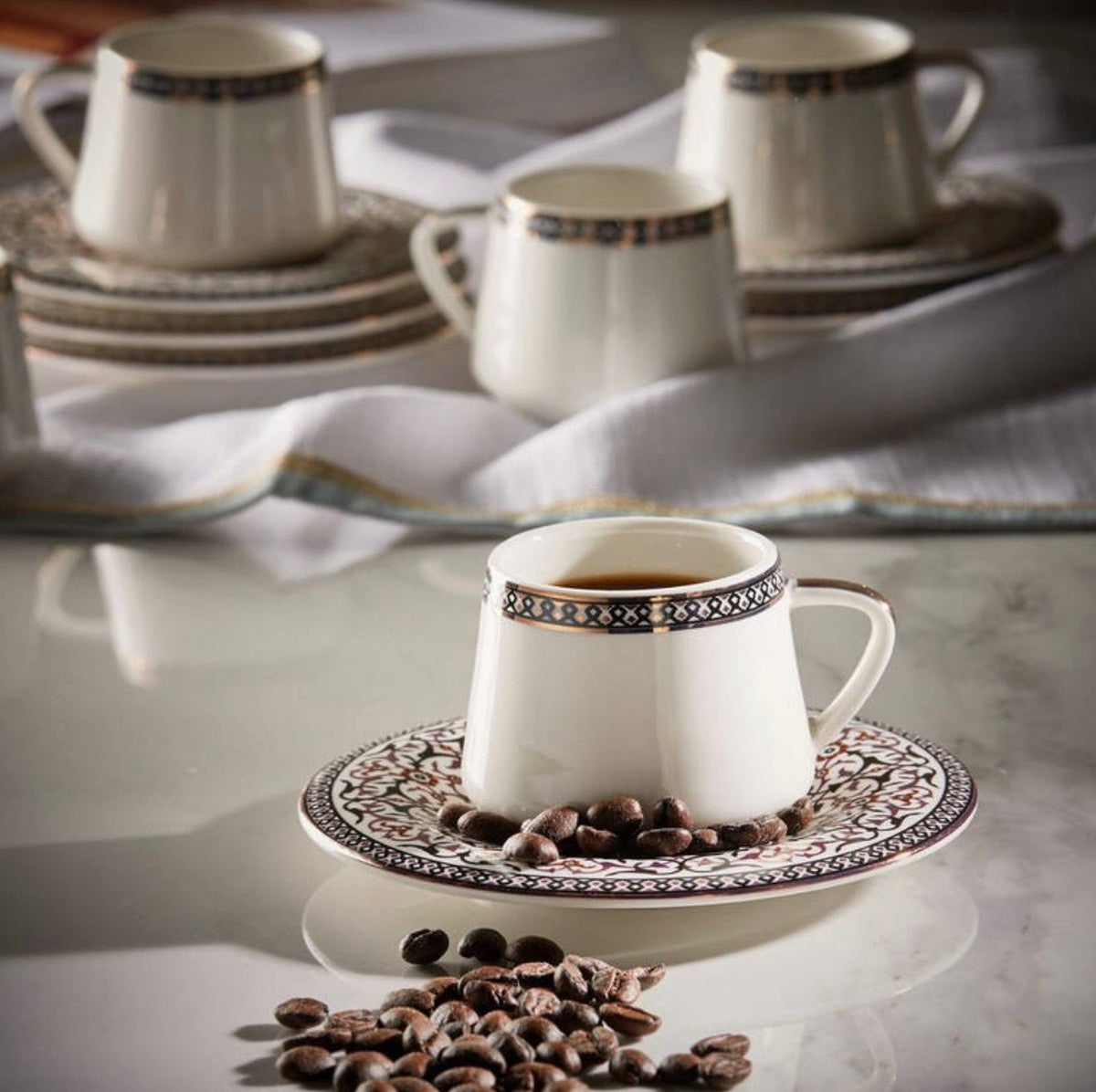 Ebdaa 12-piece printed espresso set -80ml