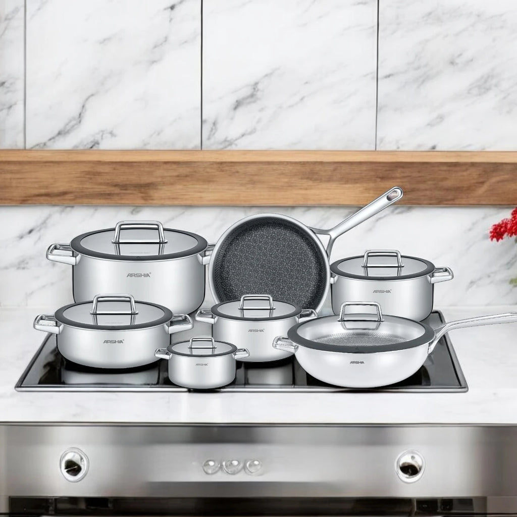 Arshia 13-Piece Tri-Ply Stainless Steel Cookware Set - SS050-3343