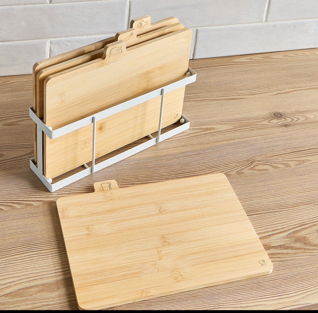 Naturelle 5-piece Cutting Board with Holder Set