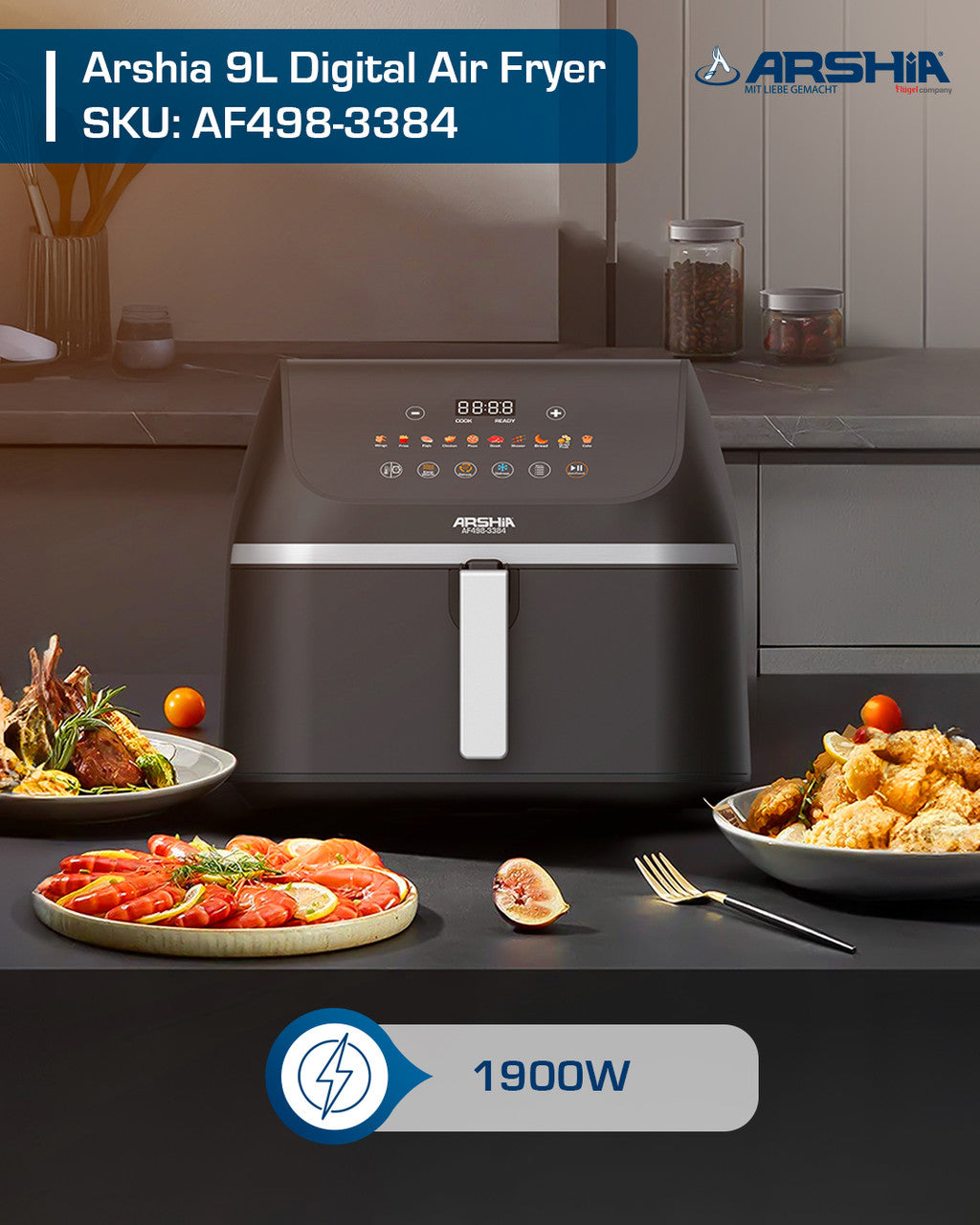 Arshia 9L Digital Air Fryer - AF498-3384