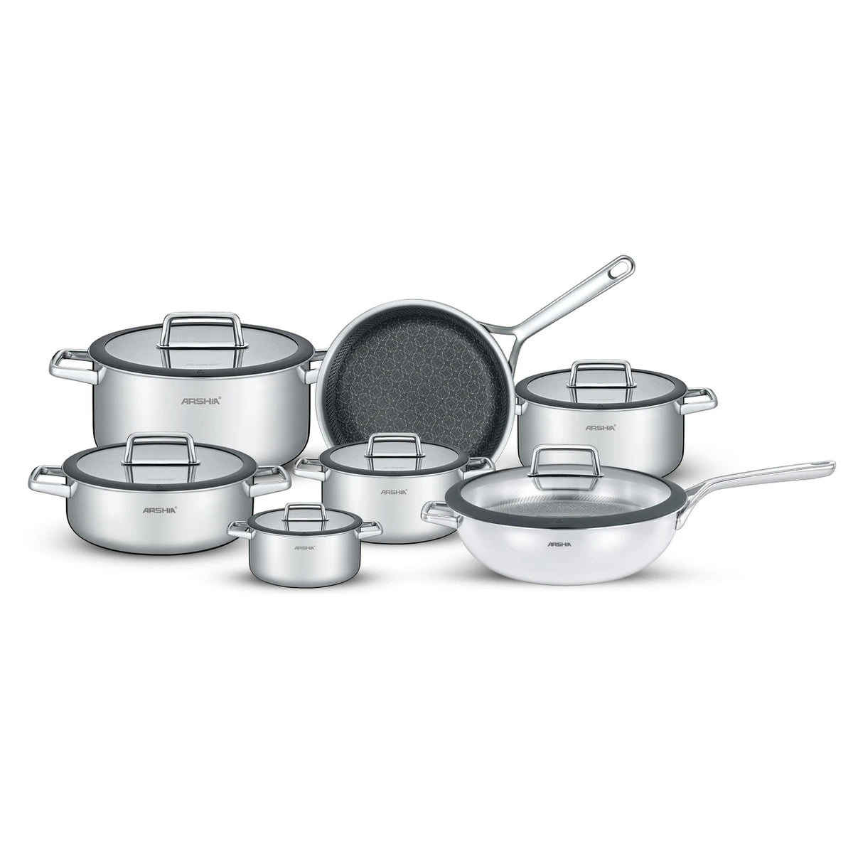 Arshia 13-Piece Tri-Ply Stainless Steel Cookware Set - SS050-3343