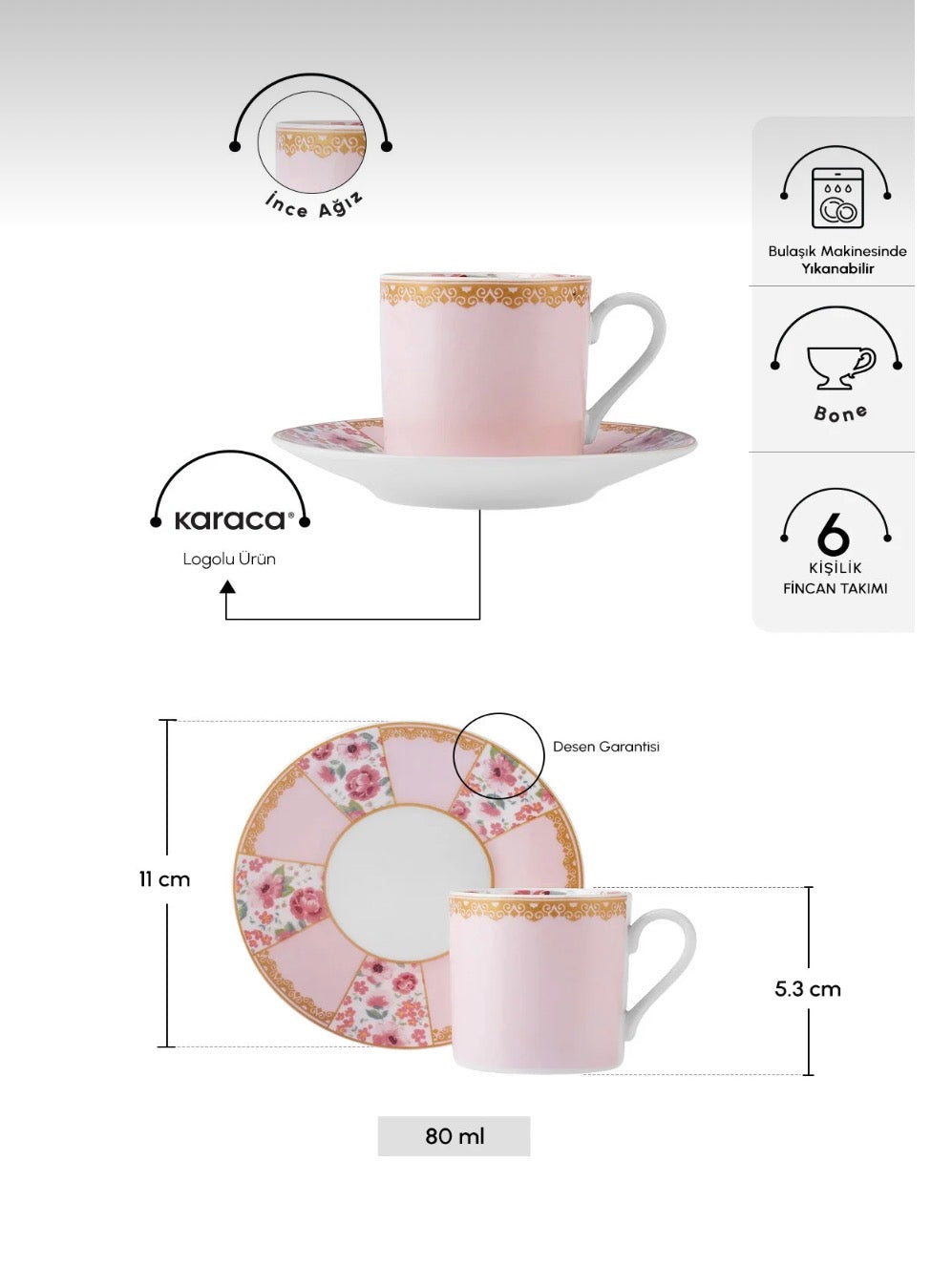 Karaca idil Coffee Cup Set - 80ml