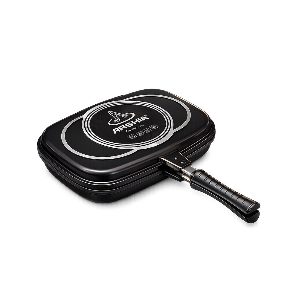 ARSHIA  Double Grill Pan 36 cm - Non-Stick Double Sided Grill - DP050-3888