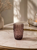 Vintage Diamond-Cut Glass Tumbler Set 400ml -Smoky Burgundy