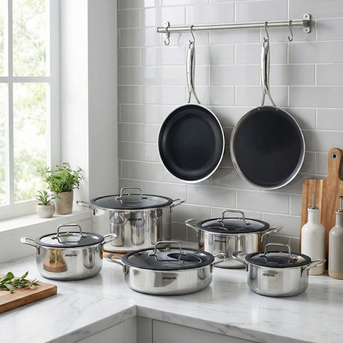 Arshia 12-Piece Hybrid Stainless Steel Non-Stick Cookware Set - SS622-3733