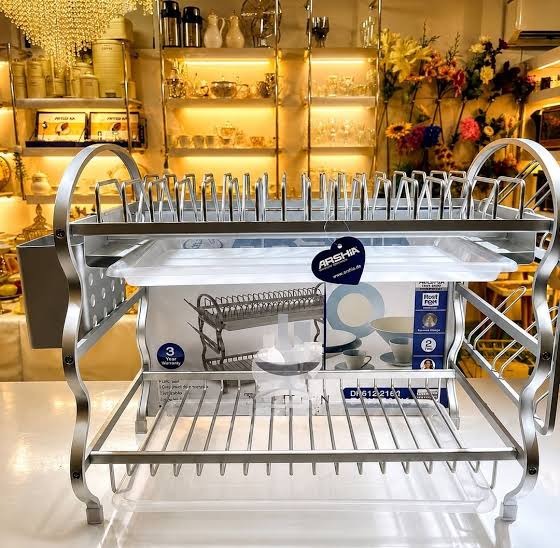 Arshia Large Aluminum Dish Rack With 2 Trays - DR612-2162