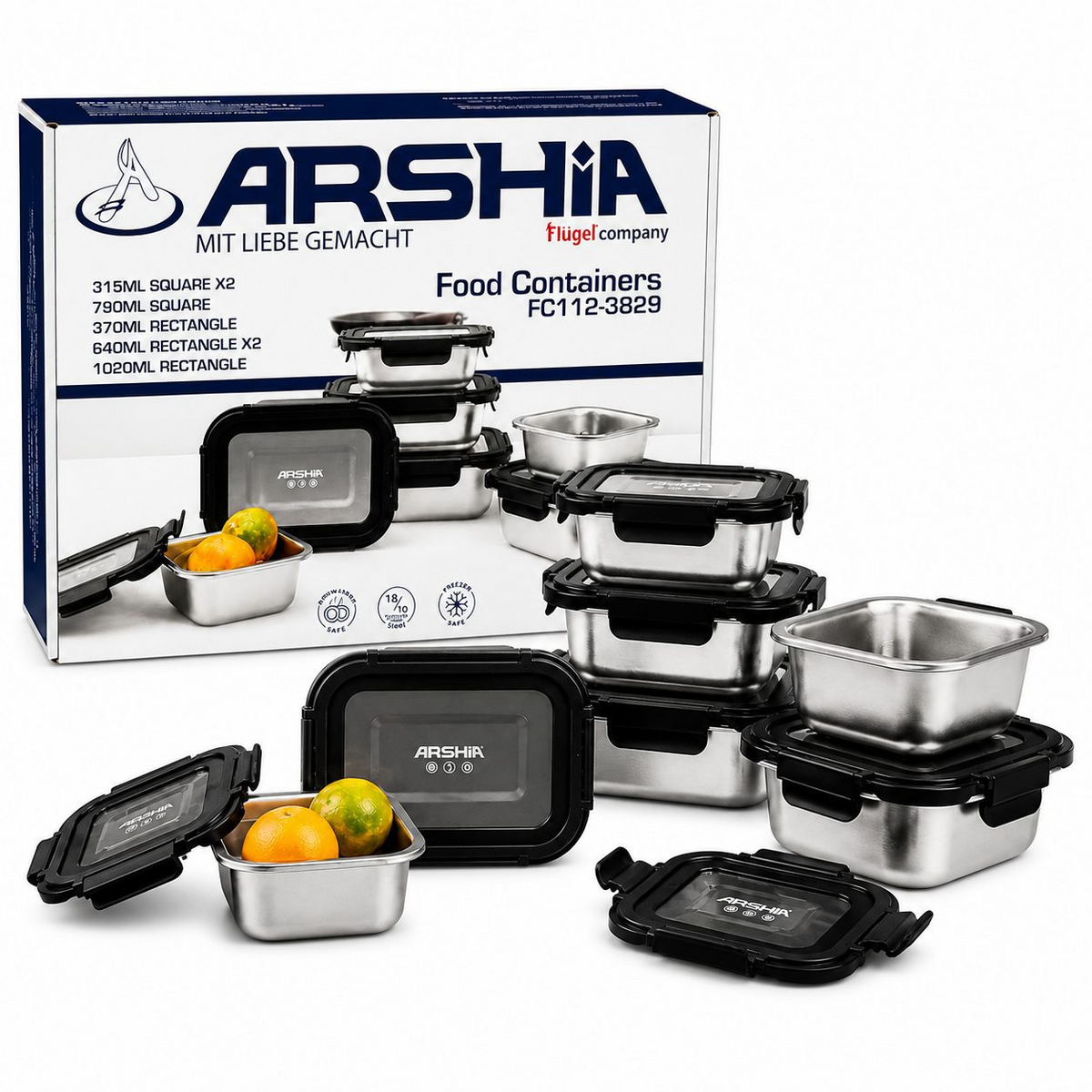 Arshia Food Container Stainless set 7 pcs – 3829